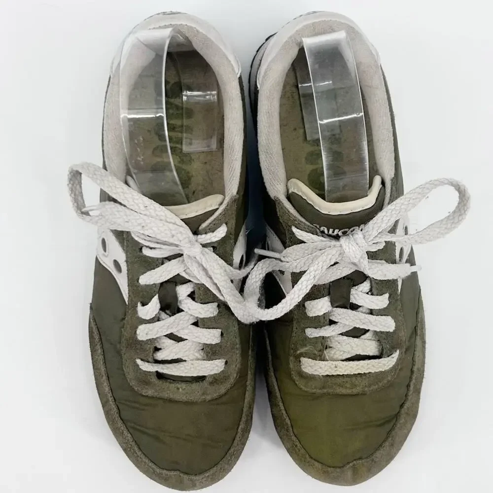 Saucony Logan MV Olive Green Nylon Suede Retro Runner Sneakers Women's 8 Y2K - Picture 8 of 12